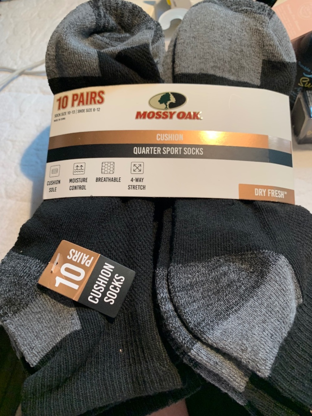 Mossy Oak men’s socks 10 pairs cushion dry fresh sports sock/sock sz 10-13